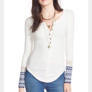 FP Newbie Ski Lodge Crochet Cuff Thermal Henley